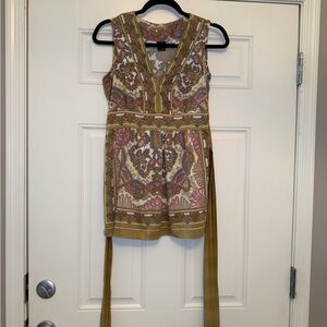 Nicole-Nicole Miller Olive, Pink Cream Paisley Sleeveless Mini waist sz 4 Dress